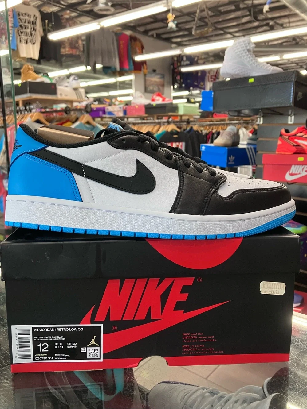 Air Jordan 1 Retro Low Black Dark Powder Blue Size 12